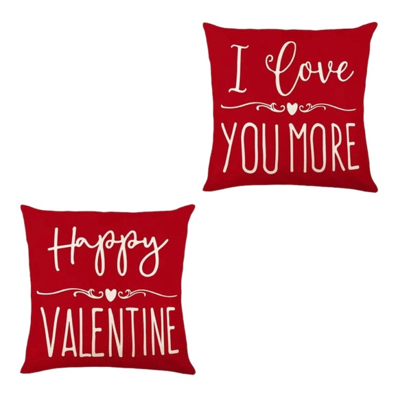 Valentine’s Decorative Throw Pillowcases I Love You More & Happy Valentine 2 Pcs - Picture 8 of 17
